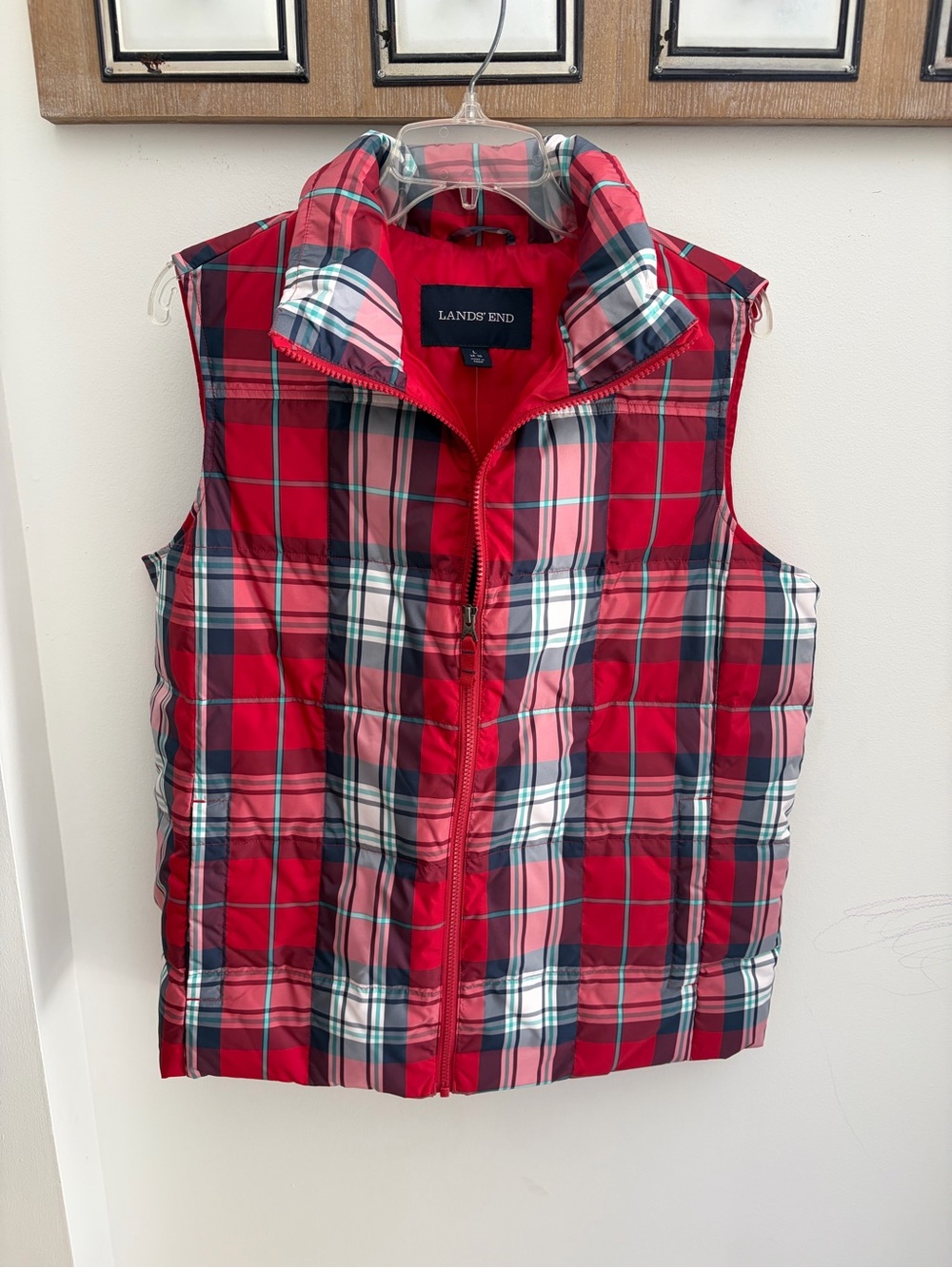 HOLIDAY LOOK:. Lands' End Red Plaid Quilted Vest